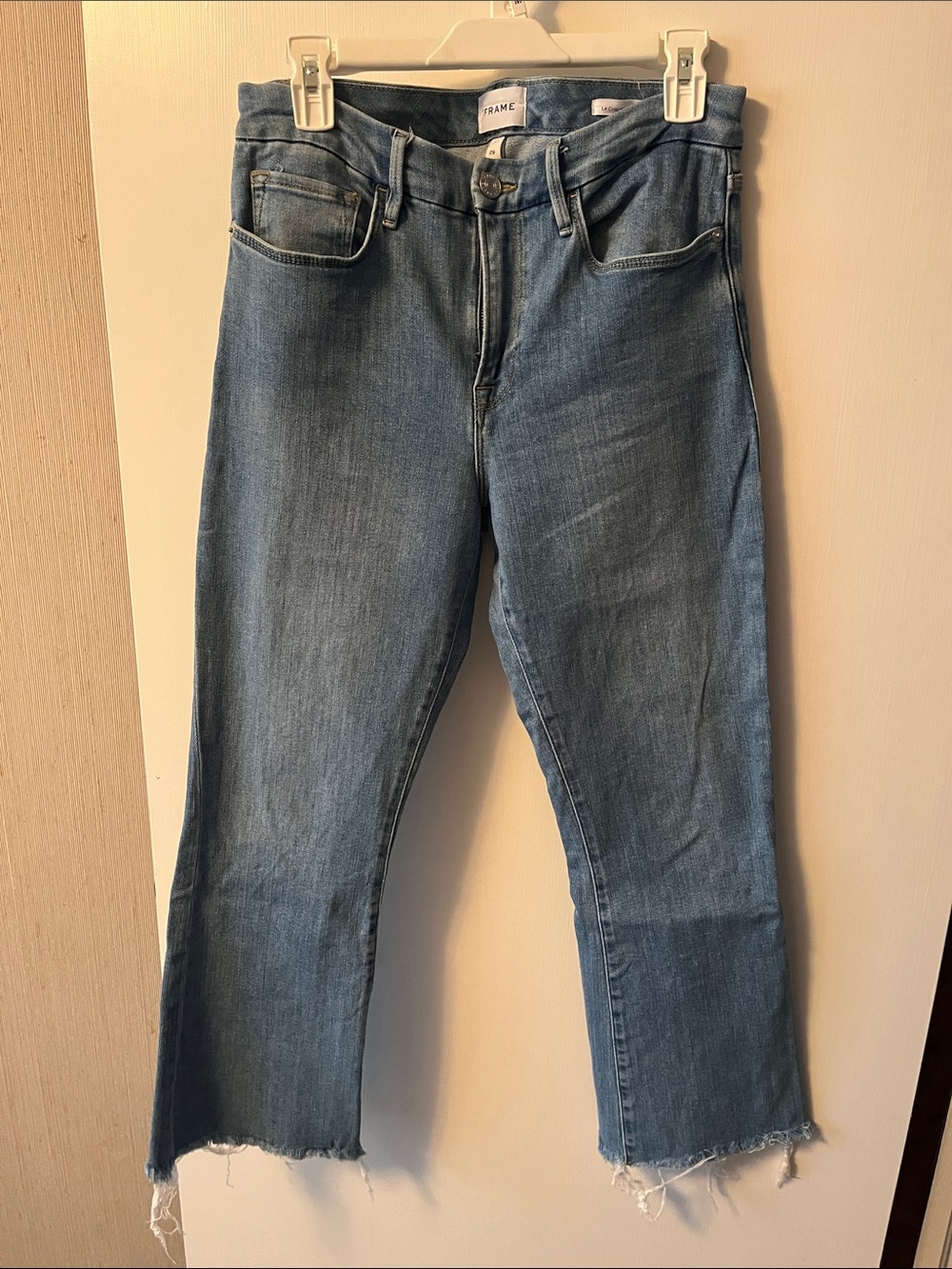 Frame Denim Straight Leg Jeans with Raw Hem